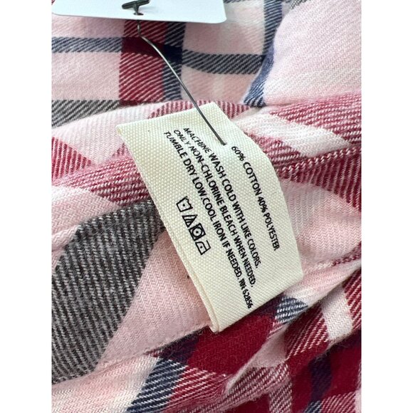 HUE Long Sleeve Plaid Nap Shirt Size Large Calming Rose Pink Preppy Academia NEW - Picture 5 of 6